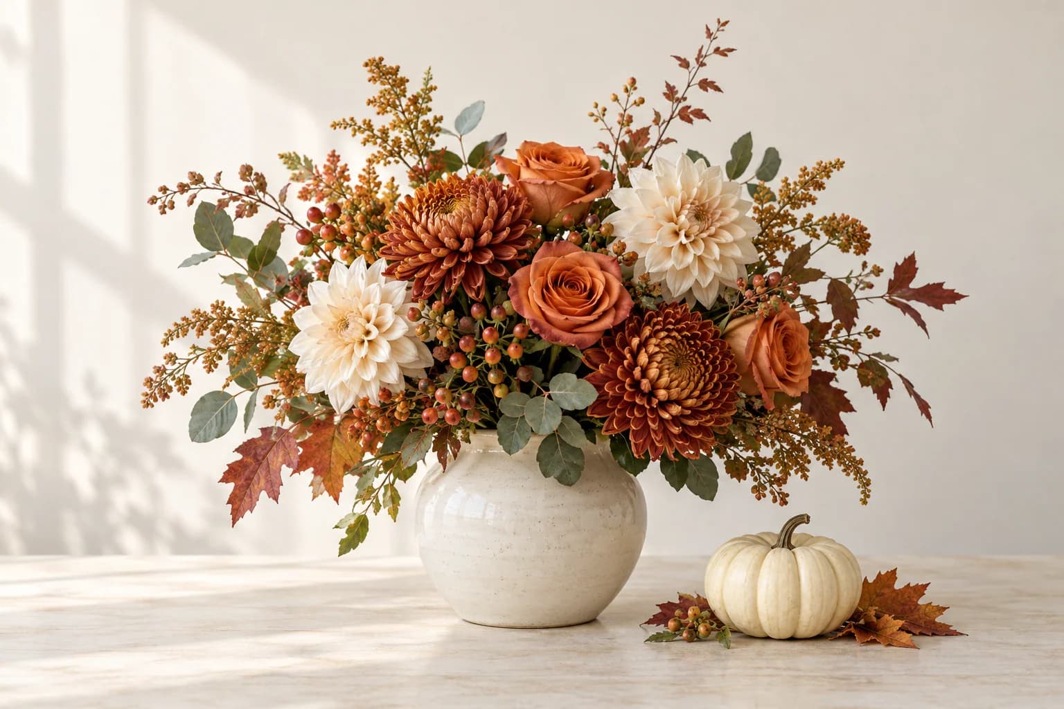 A warm autumn floral arrangement