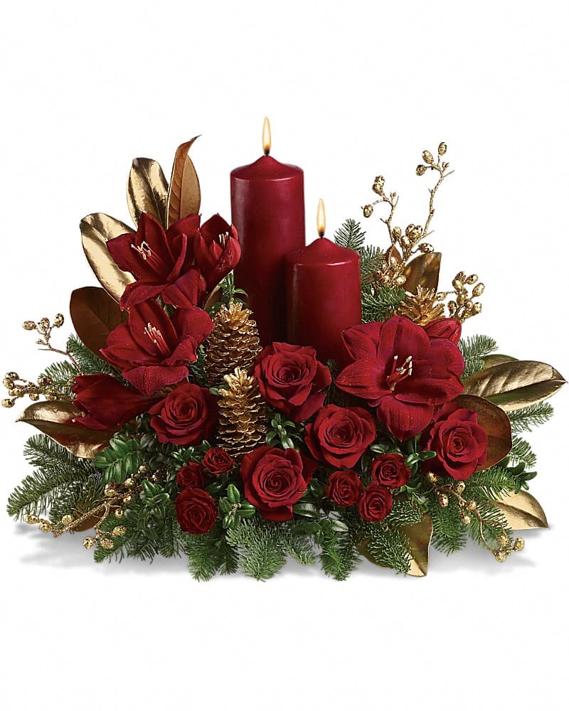 Candlelit Christmas Flower Arrangement