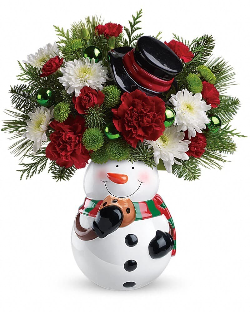 Teleflora's Snowman Cookie Jar Bouquet