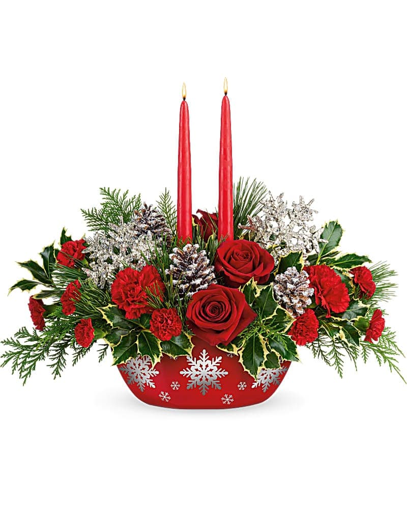 Cardinal Christmas Cheer Flower Arrangement