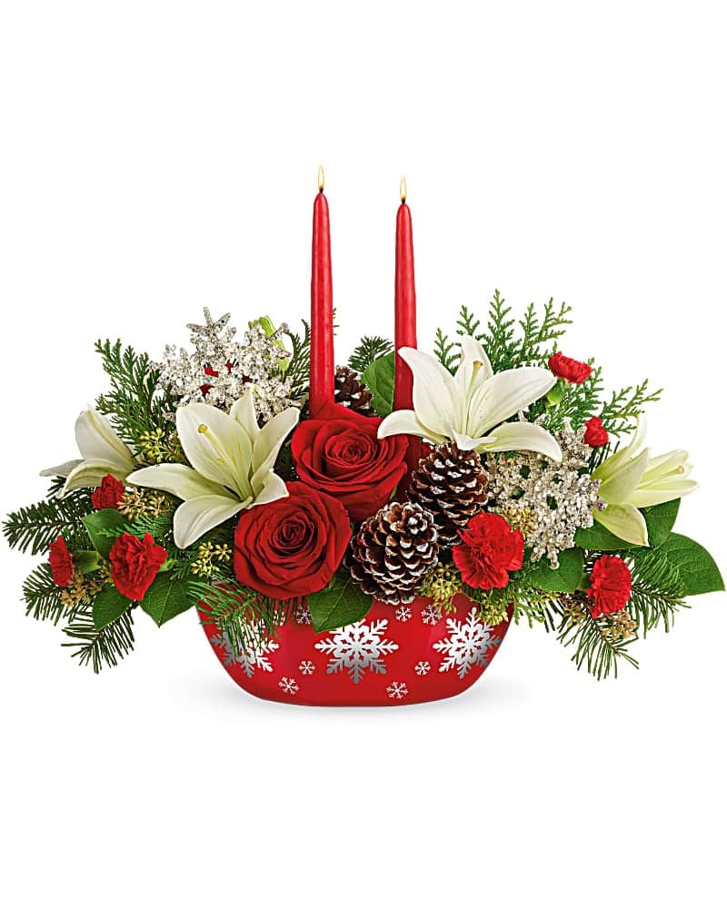 Teleflora's Snowflake Treasures Centerpiece