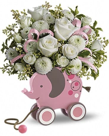 MiGi Baby Elephant by Teleflora - Pink Flower Arrangement