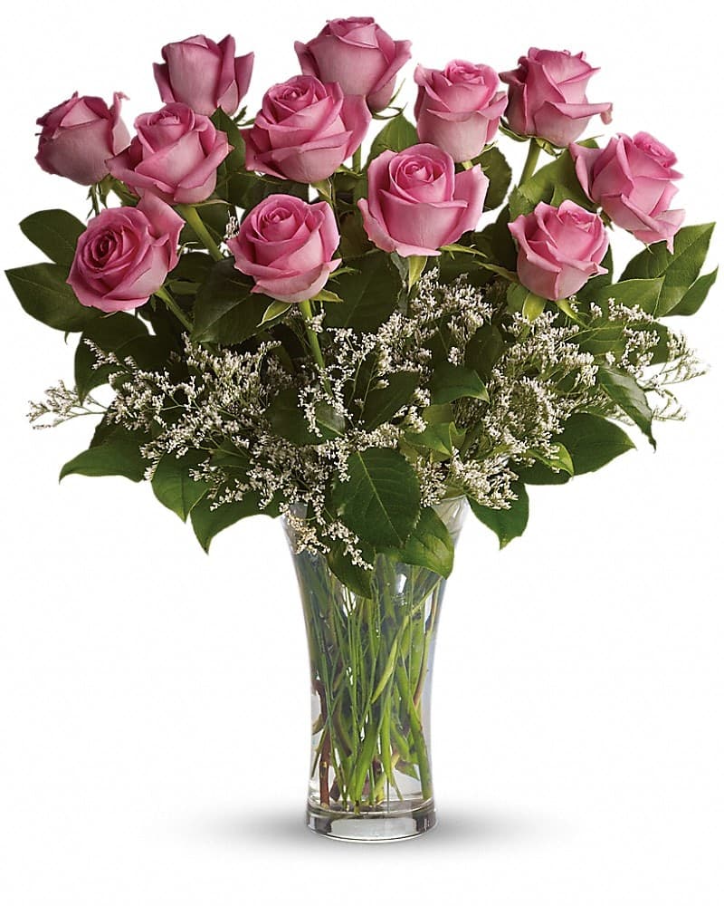 Make Me Blush - Dozen Long Stemmed Pink Roses Bouquet
