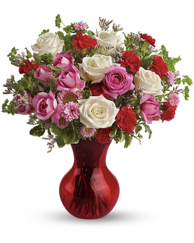 Teleflora's Splendid In Red Bouquet With Roses