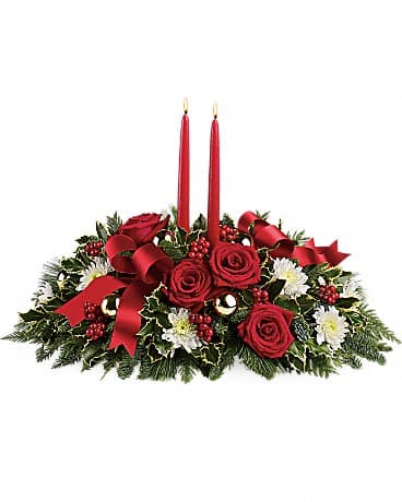 Holiday Shimmer Floral Centerpiece Flower Arrangement