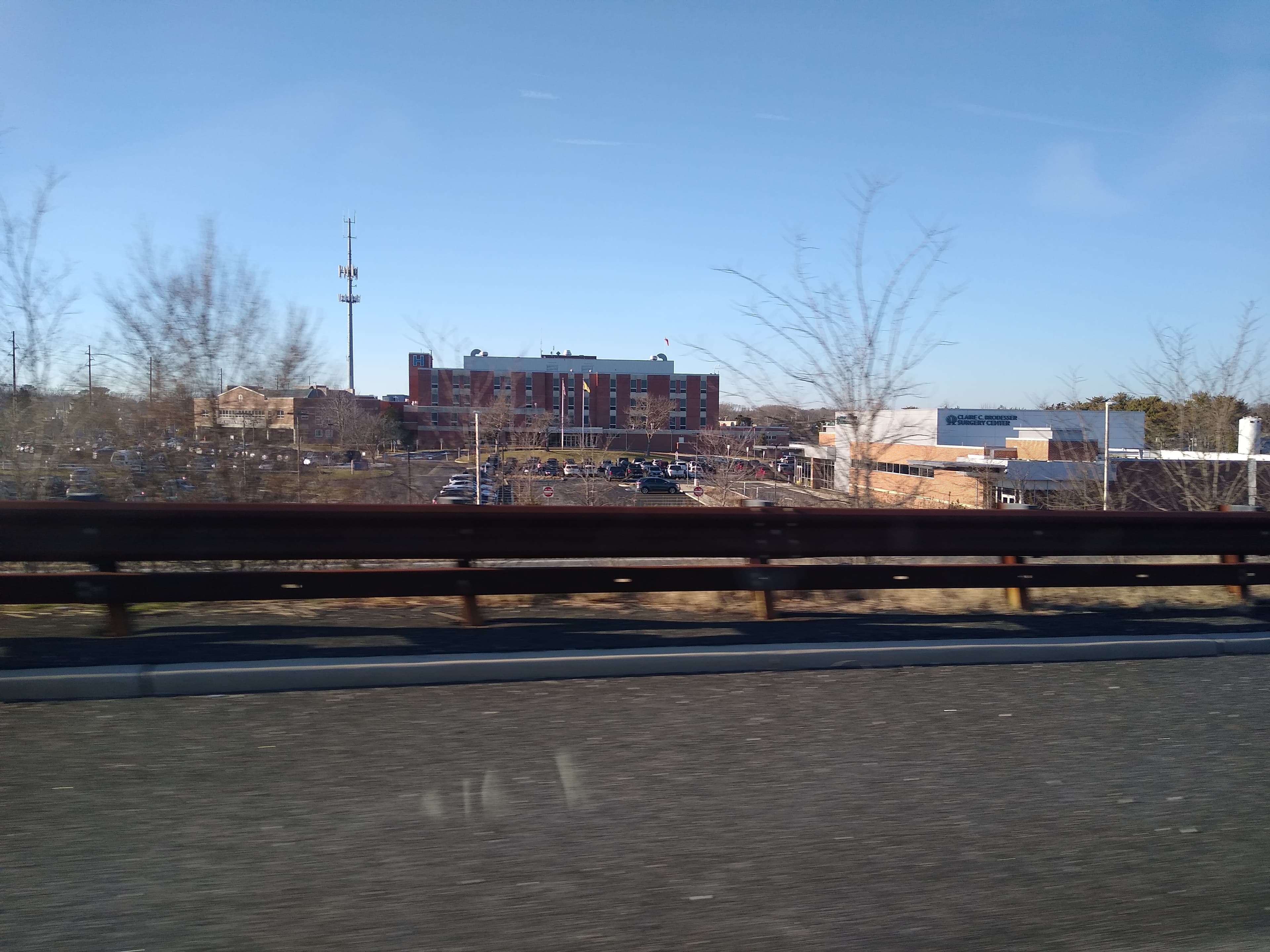 Distant view of the Cape Regional Medical Center campus from the roadway, photographed in December 2022.